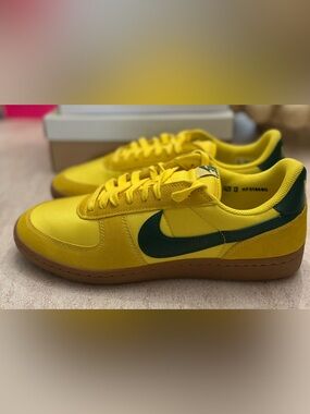 Nike Kids Yellow Sneakers with Green Swoosh